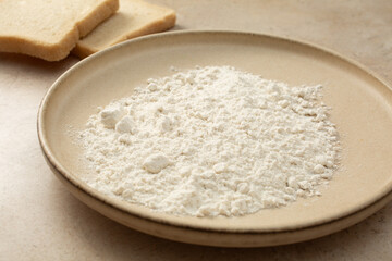 A view of a plate of gluten-free flour.