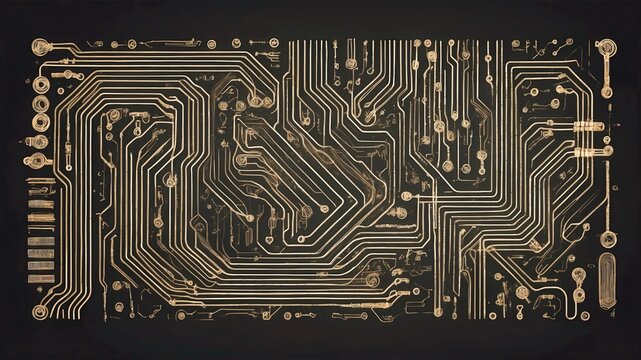 Intricate Digital Circuitry Pattern Background - Powered by Adobe