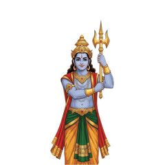 Fototapeta premium Hindu God Balarama Balram Standing with Plough Halayudha and Mace PNG Oil Paint