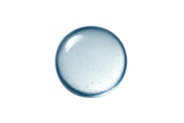 Transparent blue cosmetic gel drop with bubbles