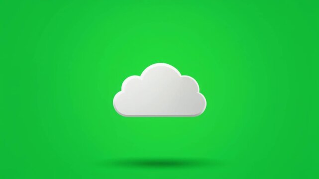 A single white cloud icon with a soft shadow floats centrally on a vibrant green background.