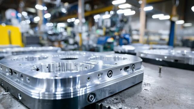 Medium shot of a metal reusable pattern for molds showcasing its durability and precise engineering in an industrial workshop setting.
