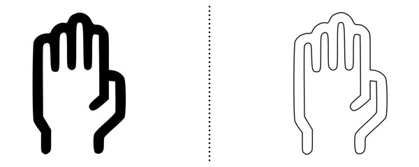 Raised Hand Icon Set – Minimal Line and Bold Outline Hand Gesture Symbol for Help, Support, Permission, Interaction, and User Interface Design Elements