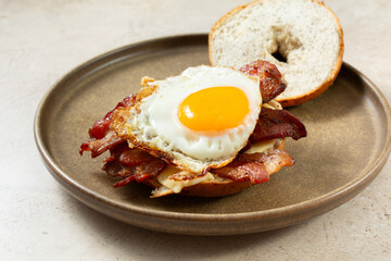 A view of a dairy-free, gluten-free breakfast bagel.