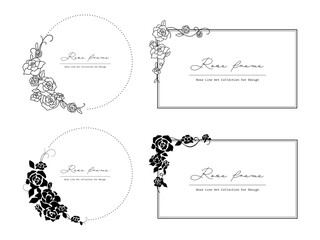 エレガントな薔薇の白黒フレームセット