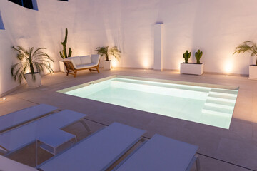 a swimming pool in a luxury house