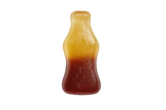 Gummy cola bottle candy on transparent background