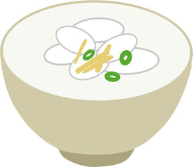 한국에서 새해에 먹는 음식 떡국 일러스트 