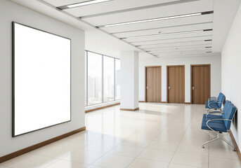 Doctors Office Poster. Clean and Empty Indoor Clinic with Picture Frame for Certificate