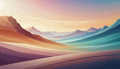 Painted desert landscape with distant mountains