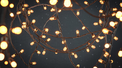 Tangled String of Warm Yellow Christmas Lights string lights fairy lights