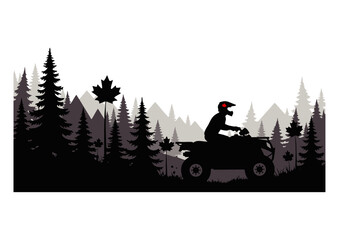 Off-Road Adventure ATV Riding in the Wilderness Silhouette