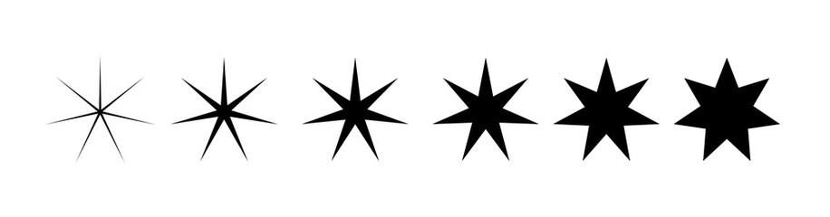 Obraz premium A view of a variations of a 7-sided star shape.