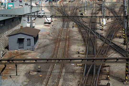 Railway junction with tracks