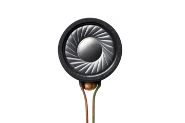 Small speaker unit producing sound waves on transparent background