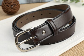 brown leather belt