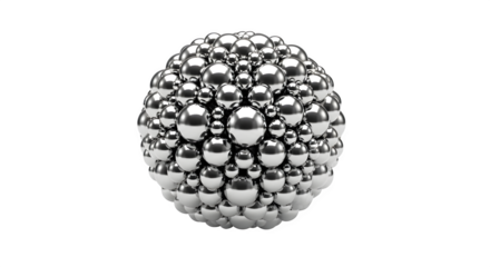 Silver spheres clustered together forming an egg shape isolated on transparent background