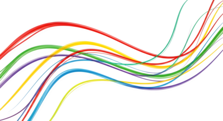 Colorful wavy lines abstract background design element isolated on transparent background