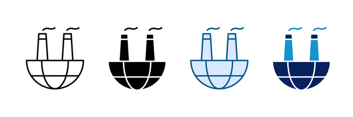 World Factory Icon Set Multiple Style Collection