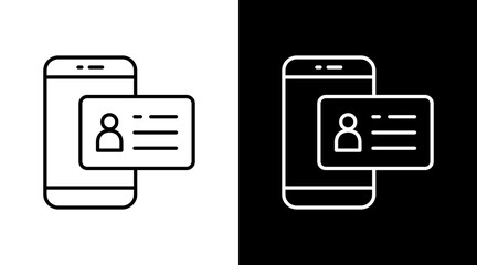 Mobile Id Outline White Icon Set Design