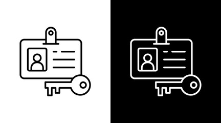 Access Pass Outline White Icon Set Design