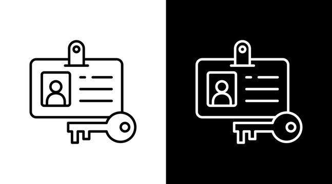 Access Pass Outline White Icon Set Design