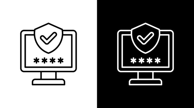 Two Factor Outline White Icon Set Design