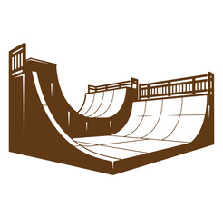 Vector illustration of a brown ramp for skateboards or other extreme sports activities