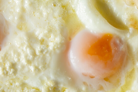 A top down view of a fried egg, as a background.