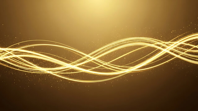 Golden light streaks with sparkling particles on a warm brown background sparkle