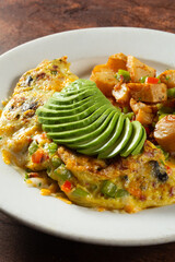 A view of an omelet breakfast.