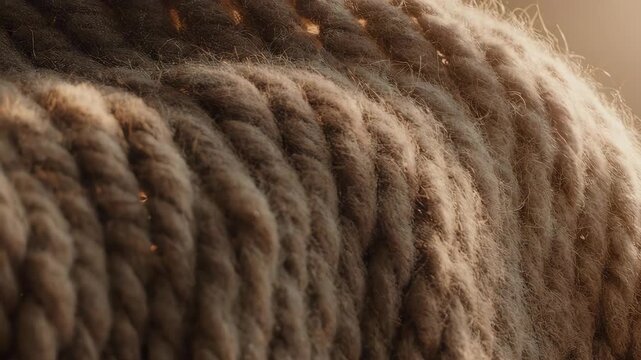 Closeup macro shot of thick fibrous rope texture