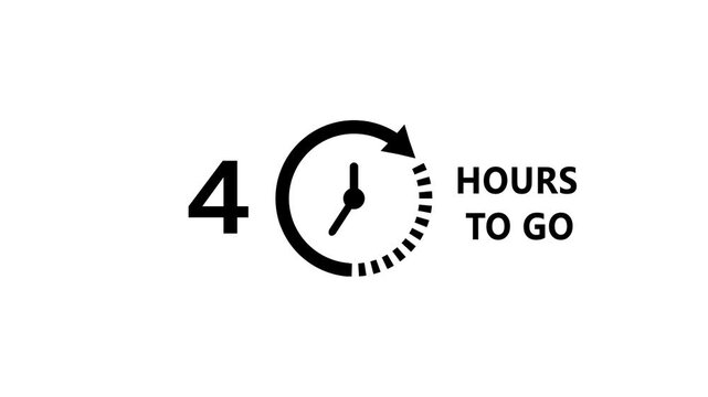 9 Hours to go counting clock animation.  Counting timer from 0 to 9 hours. 