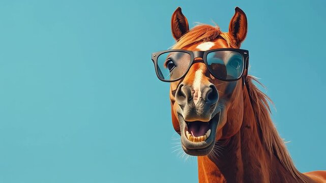 馬が口を開けて驚いた表情　AI生成素材