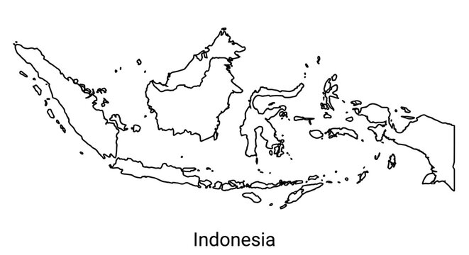Outline map of Indonesia showing the archipelago's islands and borders against a white background.
