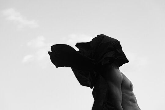 Emotional Male Portrait With Hidden Abstract Face