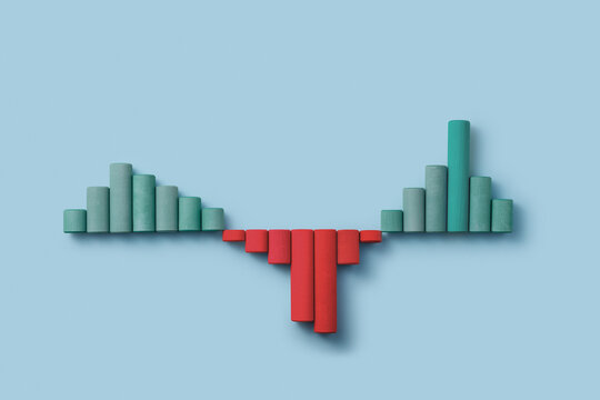 Positive and negative bars on blue chart