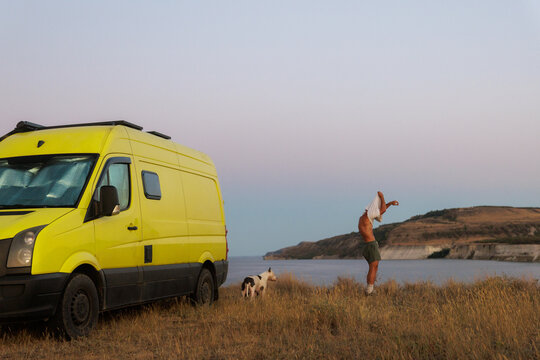 Van Life Adventure by the Tranquil Lake at Sunset