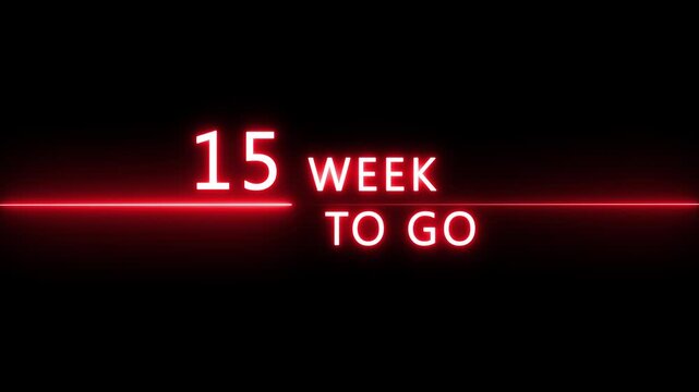 Counting 28 weeks to go animation.  Counting from 1 to 28 weeks. Neon calendar number concept.