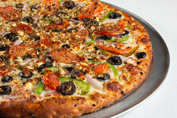 A view of a Greek pizza.