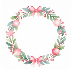 Fototapeta premium Watercolor illustration advent wreath no background cute aesthetic