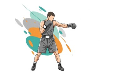Boxer Boxer Man Wearing Black Sport Outfit Boxing Pose in Artistic Style
