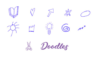 Hand Drawn Doodle Icons Collection on White Background