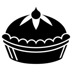 Pie Icon Black and White Silhouette Vector for Minimalist Food Designs