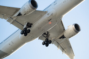 Close Up View of Aircraft Underside with Landing Gear