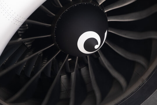 Close Up of Aircraft Jet Engine Turbine