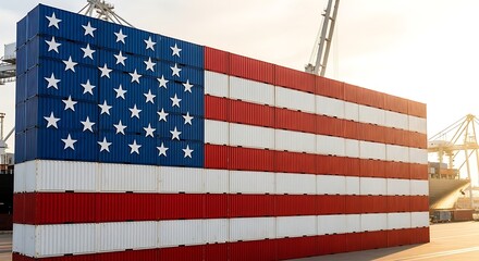 Shipping containers painted with the american flag symbolize global trade, logistics, and the interconnectedness of economies in international commerce