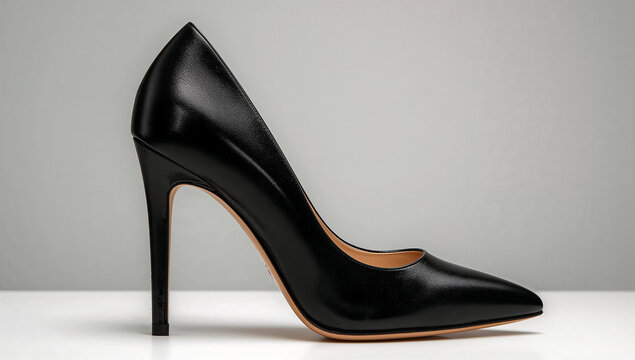 Elegant black stiletto high heel on display