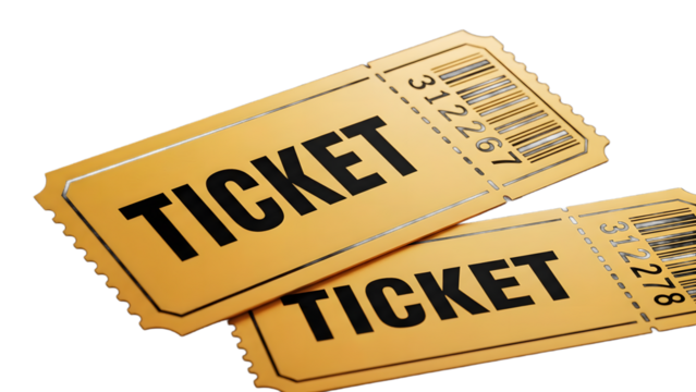  tickets for events on isolated background