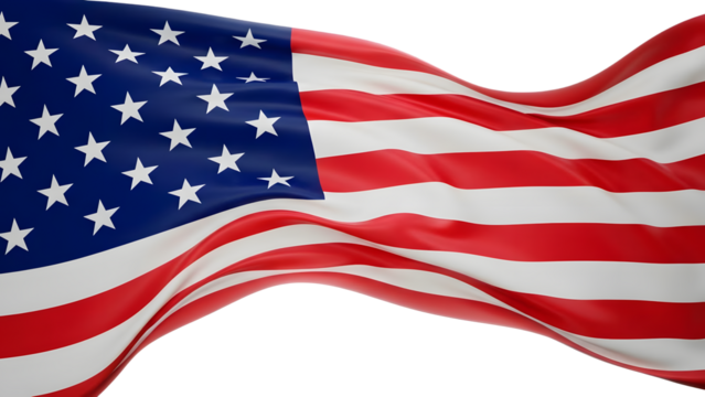 Waving American flag evokes patriotism, pride, and national identity celebration isolated background